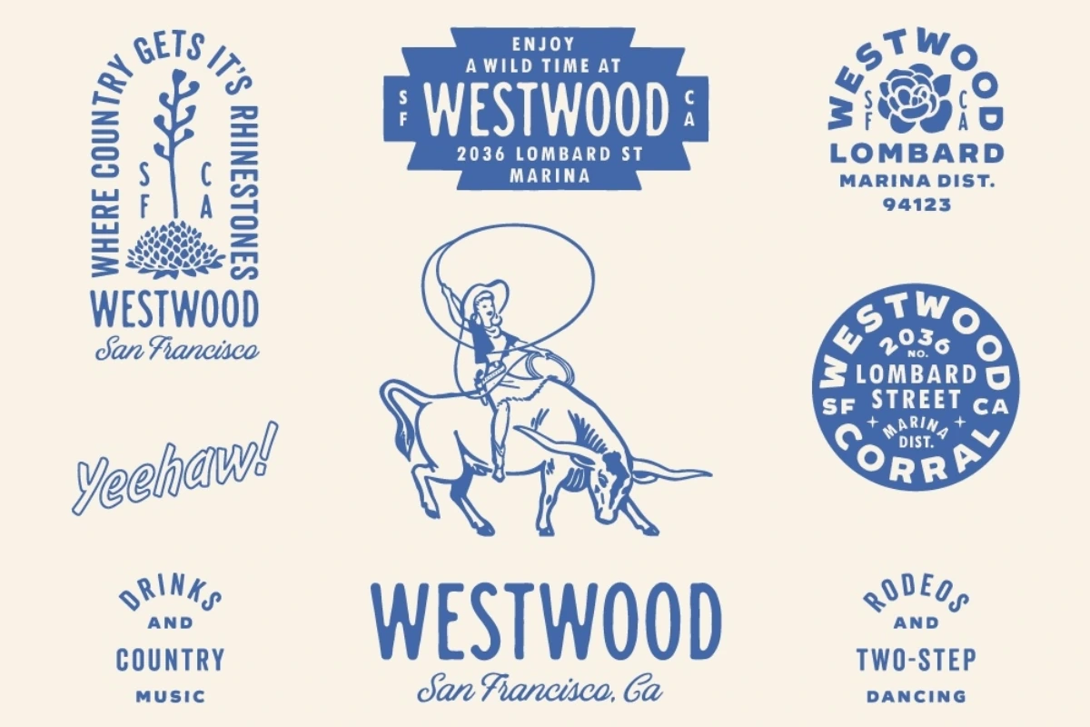 Bộ nhận diện thương hiệu của quán bar Westwood – thiết kế bởi Nicola Broderick