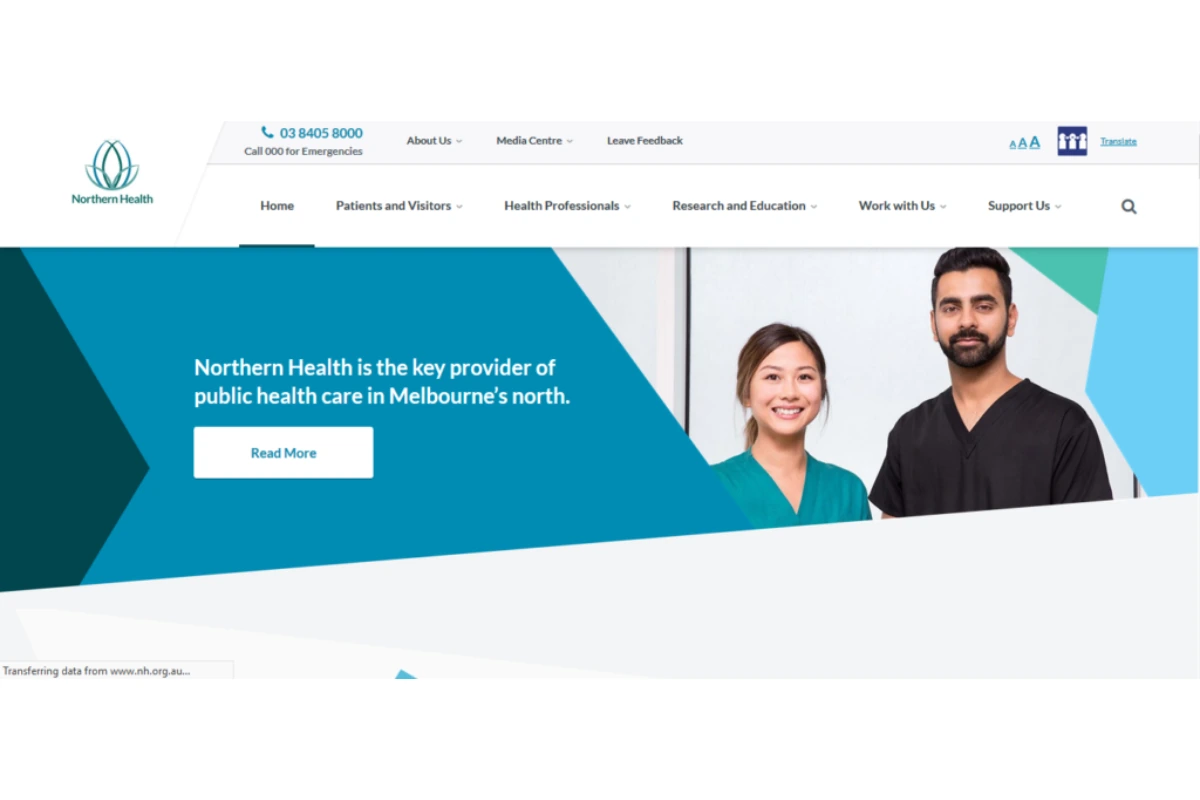 Thiết kế website của Northern Health